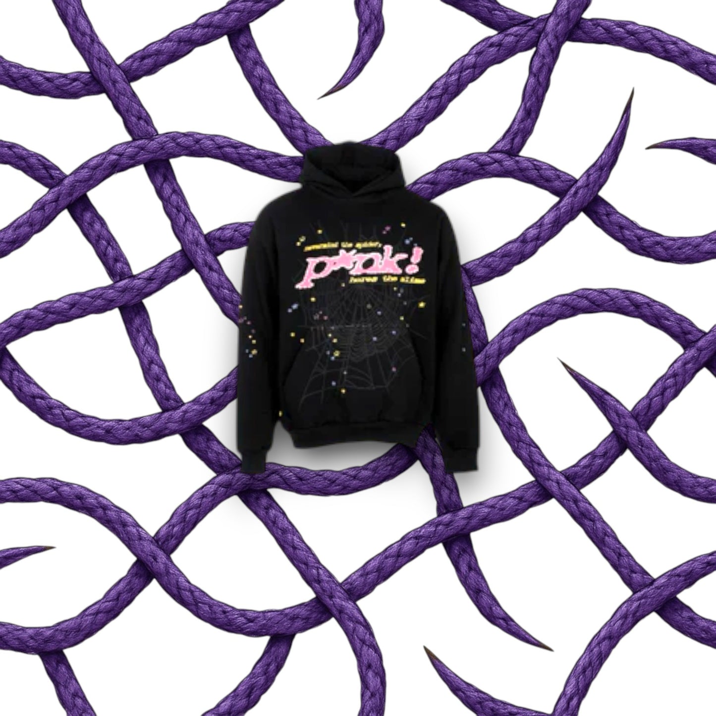 Sp5der P*NK Hoodie Black