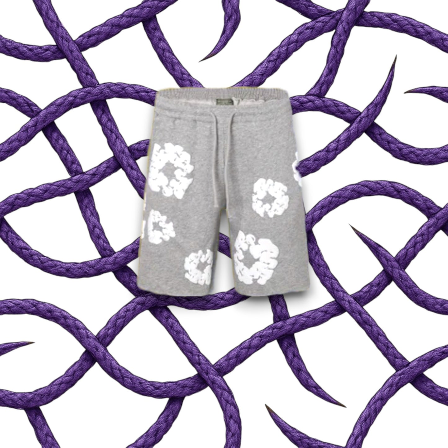 DENIM TEARS THE COTTON WREATH SHORTS GREY